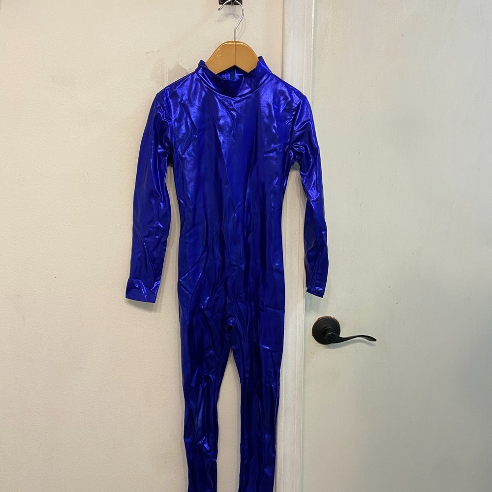 Kids Metallic Blue One-Piece Bodysuit - Long Sleeve